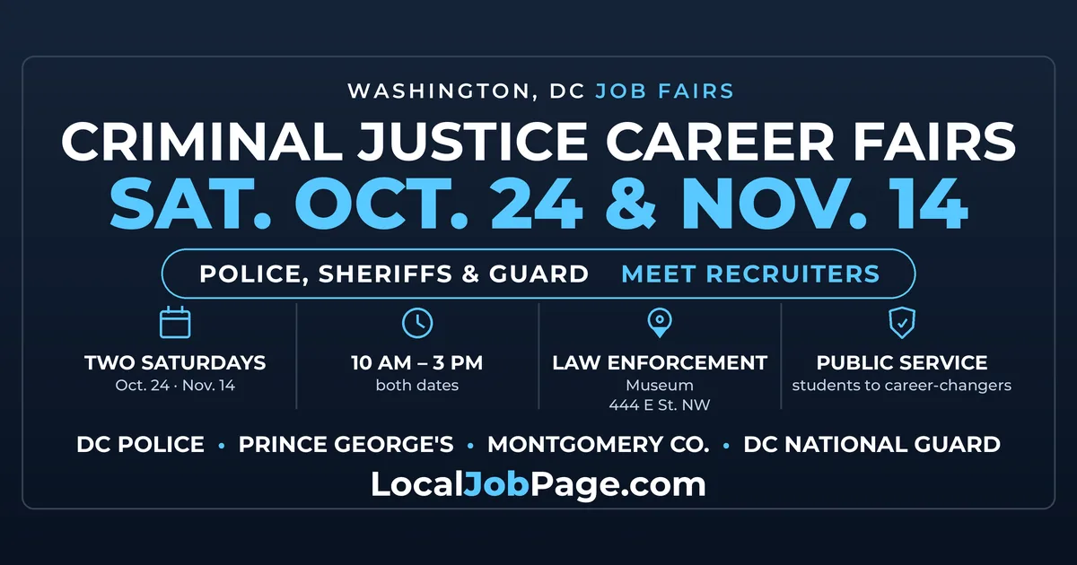 Criminal Justice Career Fairs at the National Law Enforcement Museum Oct. 24 and Nov. 14: Who's Recruiting