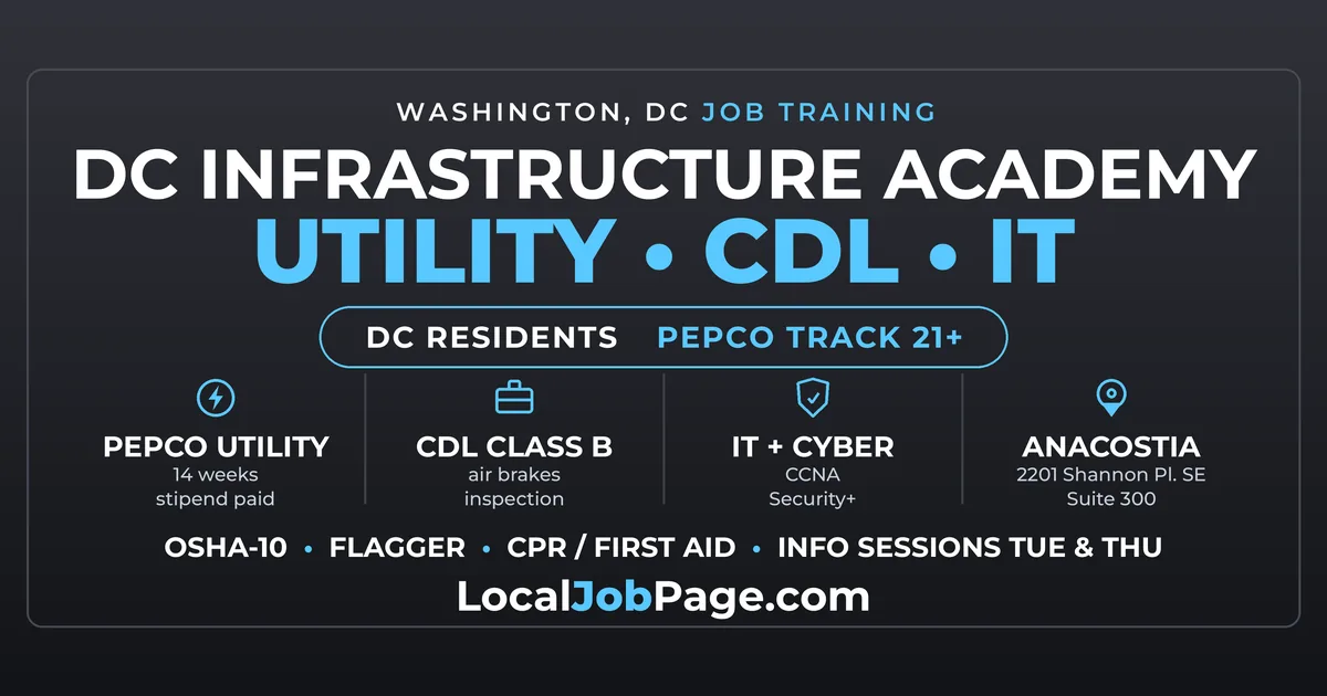 DC Infrastructure Academy: Pepco Utility, CDL and IT Training for District Residents