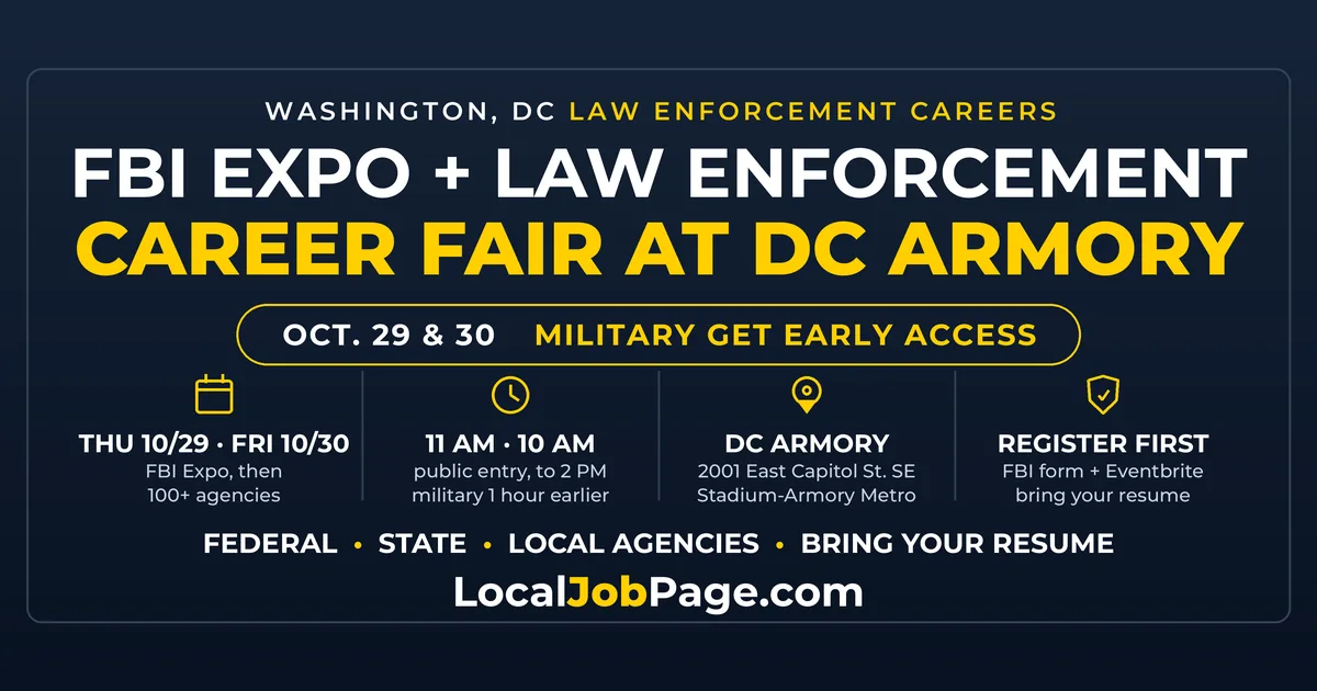 FBI Expo and Law Enforcement Career Fair at the DC Armory Oct. 29 and 30: What to Know