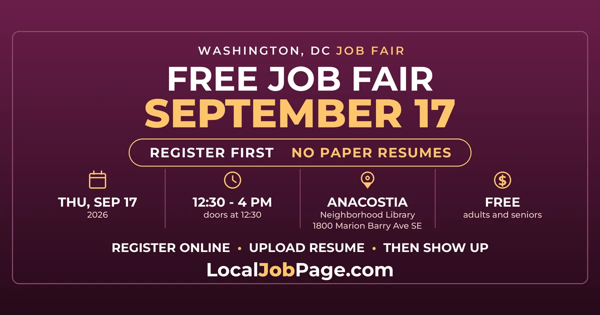 Free Washington DC Job Fair September 17 at Anacostia Library: Register Before You Go