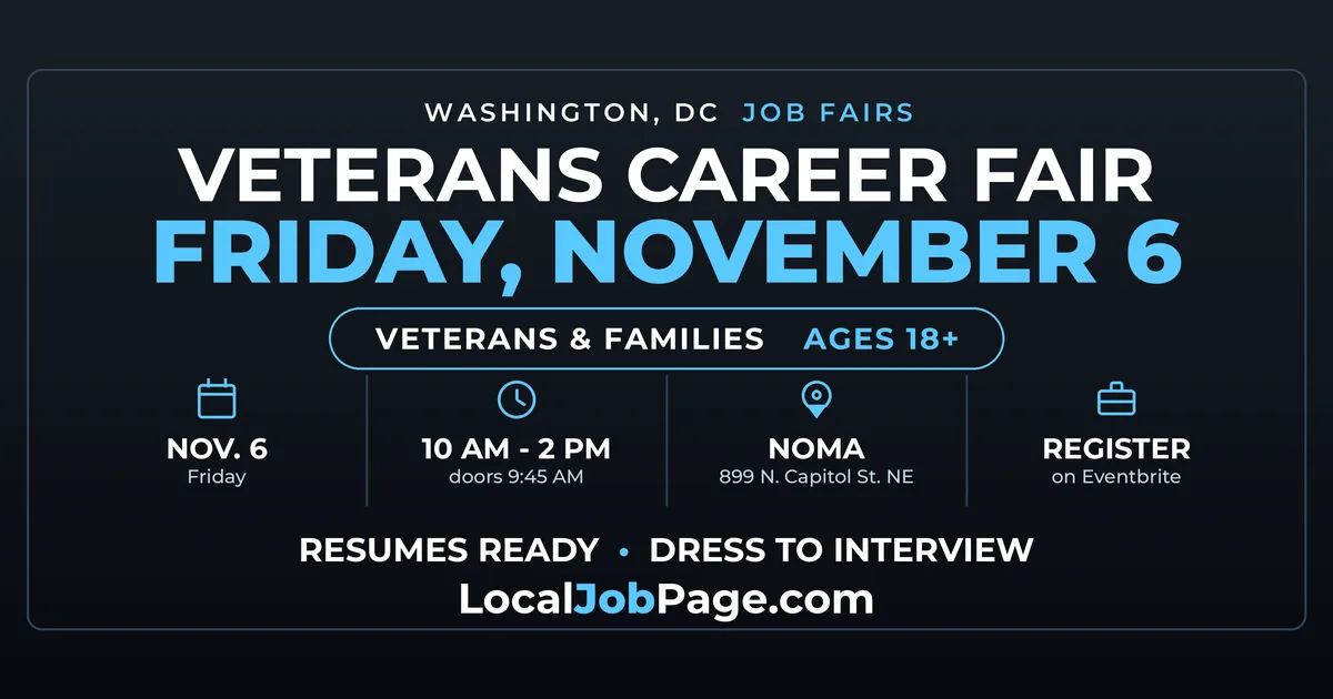 DC Veterans Career Fair Nov. 6 at the NoMa American Job Center: What to Know